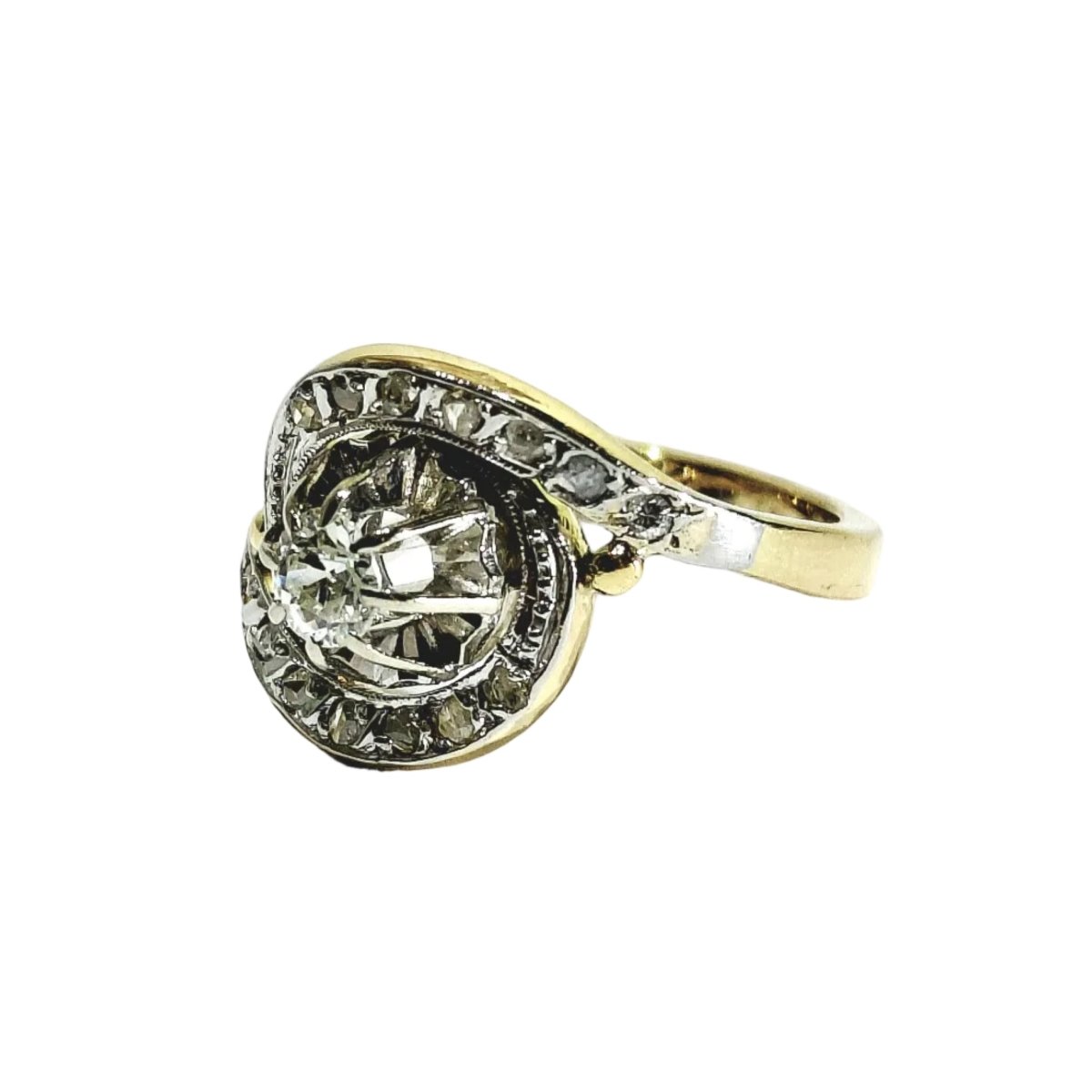 Bague Entourage en or blanc, or jaune et diamants - Castafiore