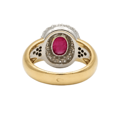 Bague Entourage en or blanc, or jaune, rubis et diamants - Castafiore