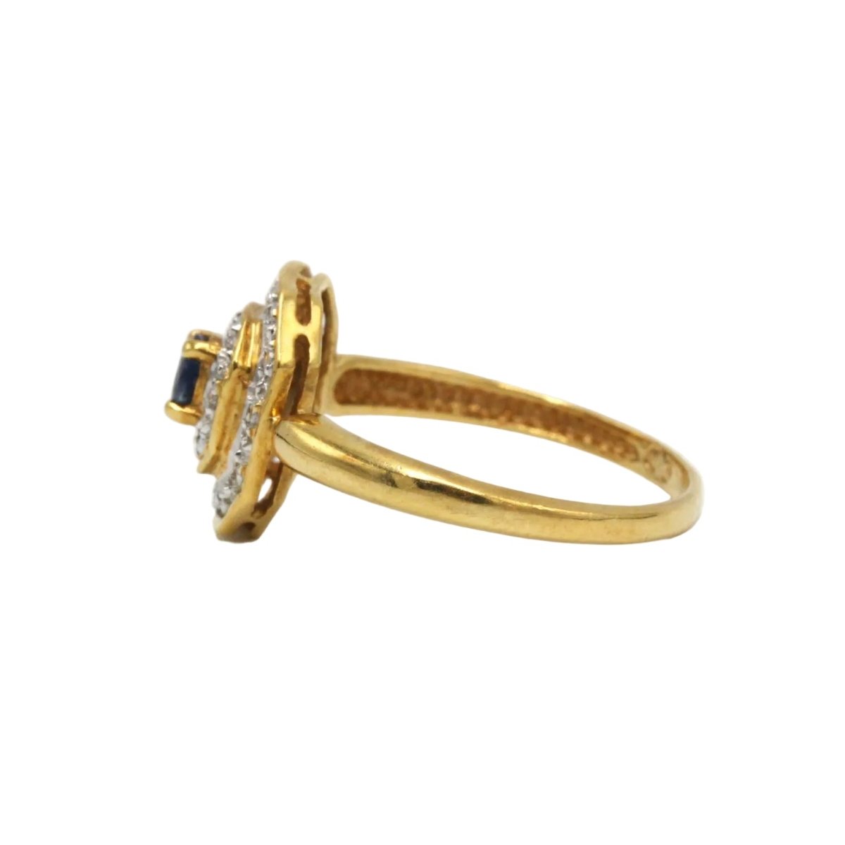 Bague Entourage en or blanc, or jaune, saphir et diamants - Castafiore