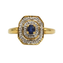 Bague Entourage en or blanc, or jaune, saphir et diamants - Castafiore