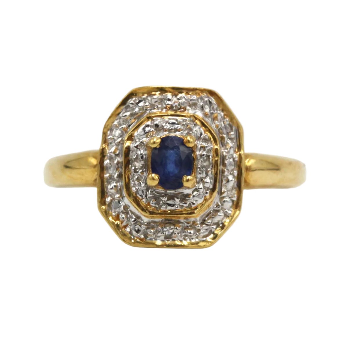 Bague Entourage en or blanc, or jaune, saphir et diamants - Castafiore