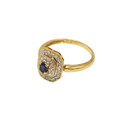Bague Entourage en or blanc, or jaune, saphir et diamants - Castafiore
