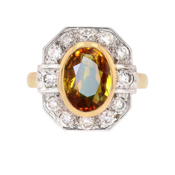 Bague Entourage en or blanc, or jaune, saphir et diamants - Castafiore