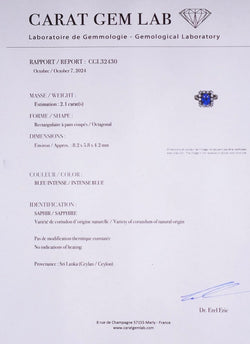 Bague Entourage en or blanc, platine, saphir naturel de Ceylan et diamants - Castafiore