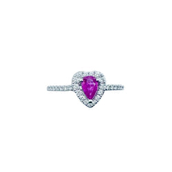 Bague Entourage en or blanc, rubis et diamants - Castafiore