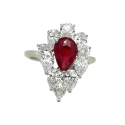 Bague Entourage en or blanc, rubis et diamants - Castafiore