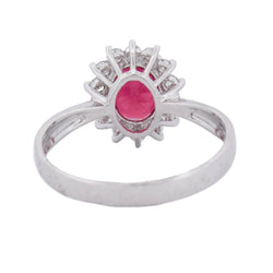 Bague Entourage en or blanc, rubis et diamants - Castafiore