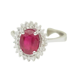 Bague Entourage en or blanc, rubis et diamants - Castafiore
