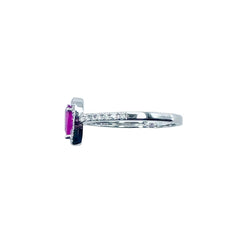 Bague Entourage en or blanc, rubis et diamants - Castafiore