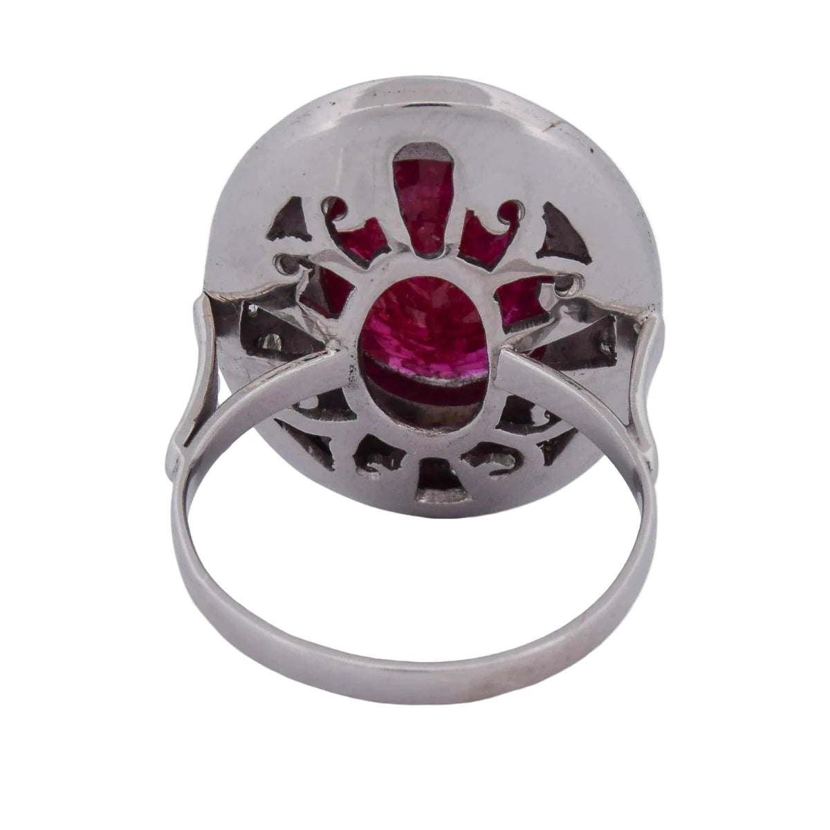Bague Entourage en or blanc, rubis et diamants - Castafiore