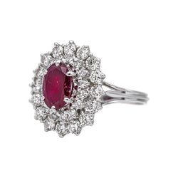 Bague Entourage en or blanc, rubis et diamants - Castafiore