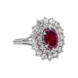 Bague Entourage en or blanc, rubis et diamants - Castafiore