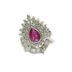 Bague Entourage en or blanc, rubis et diamants - Castafiore
