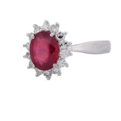 Bague Entourage en or blanc, rubis et diamants - Castafiore