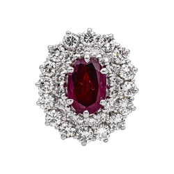 Bague Entourage en or blanc, rubis et diamants - Castafiore