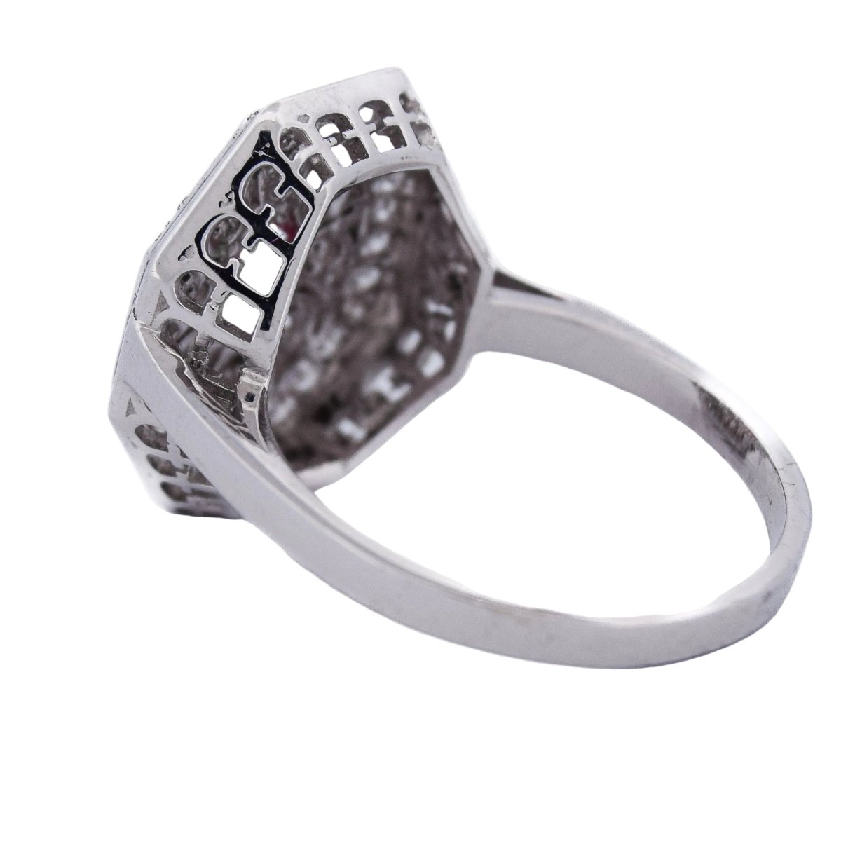Bague Entourage en or blanc, rubis et diamants - Castafiore