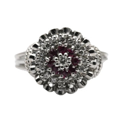 Bague Entourage en or blanc, rubis et diamants - Castafiore