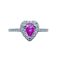 Bague Entourage en or blanc, rubis et diamants - Castafiore