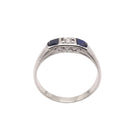 Bague entourage en or blanc, saphir et diamant - Castafiore