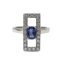 Bague Entourage en or blanc, saphir et diamants - Castafiore