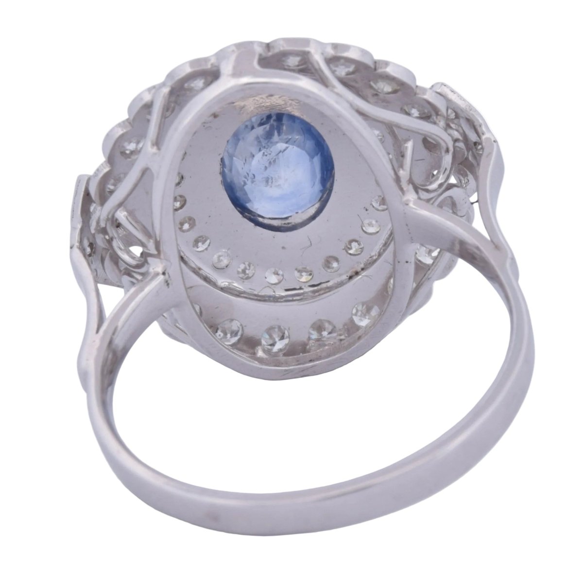 Bague Entourage en or blanc, saphir et diamants - Castafiore