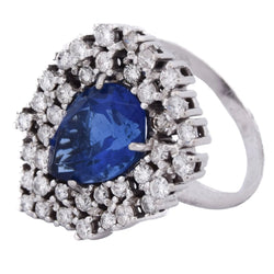Bague Entourage en or blanc, saphir et diamants - Castafiore