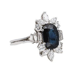 Bague Entourage en or blanc, saphir et diamants - Castafiore