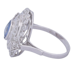Bague Entourage en or blanc, saphir et diamants - Castafiore