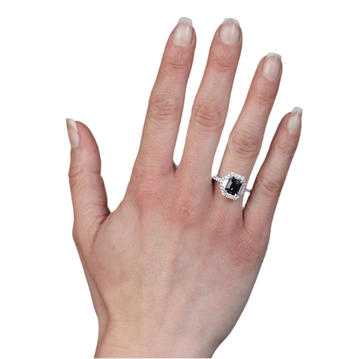 Bague Entourage en or blanc, saphir et diamants - Castafiore