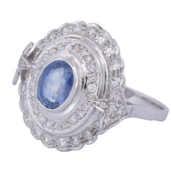 Bague Entourage en or blanc, saphir et diamants - Castafiore