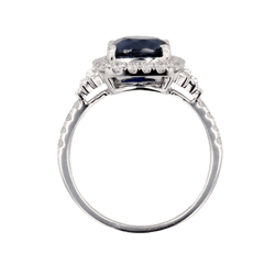 Bague Entourage en or blanc, saphir et diamants - Castafiore