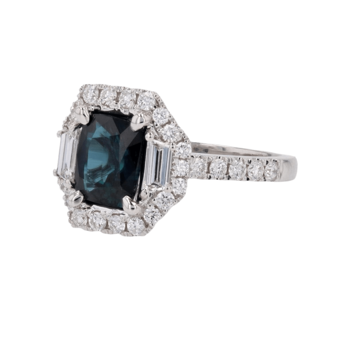 Bague Entourage en or blanc, saphir et diamants - Castafiore