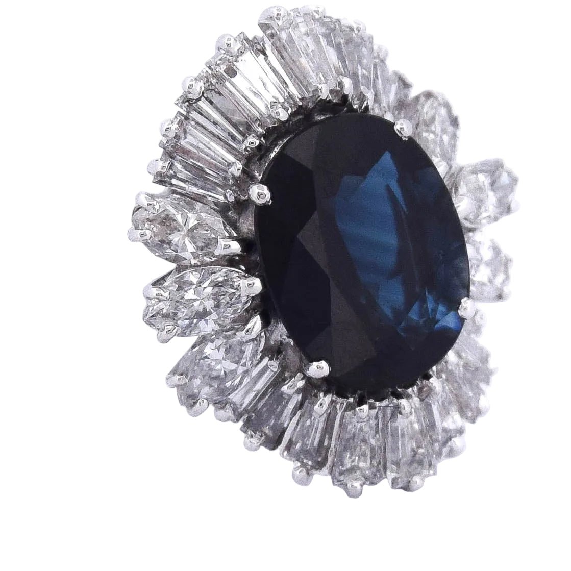 Bague Entourage en or blanc, saphir et diamants - Castafiore