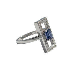 Bague Entourage en or blanc, saphir et diamants - Castafiore