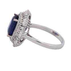 Bague Entourage en or blanc, saphir et diamants - Castafiore
