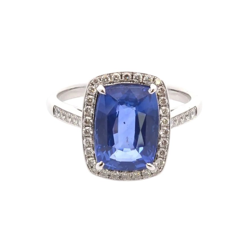 Bague Entourage en or blanc, saphir et diamants - Castafiore