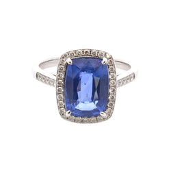 Bague Entourage en or blanc, saphir et diamants - Castafiore