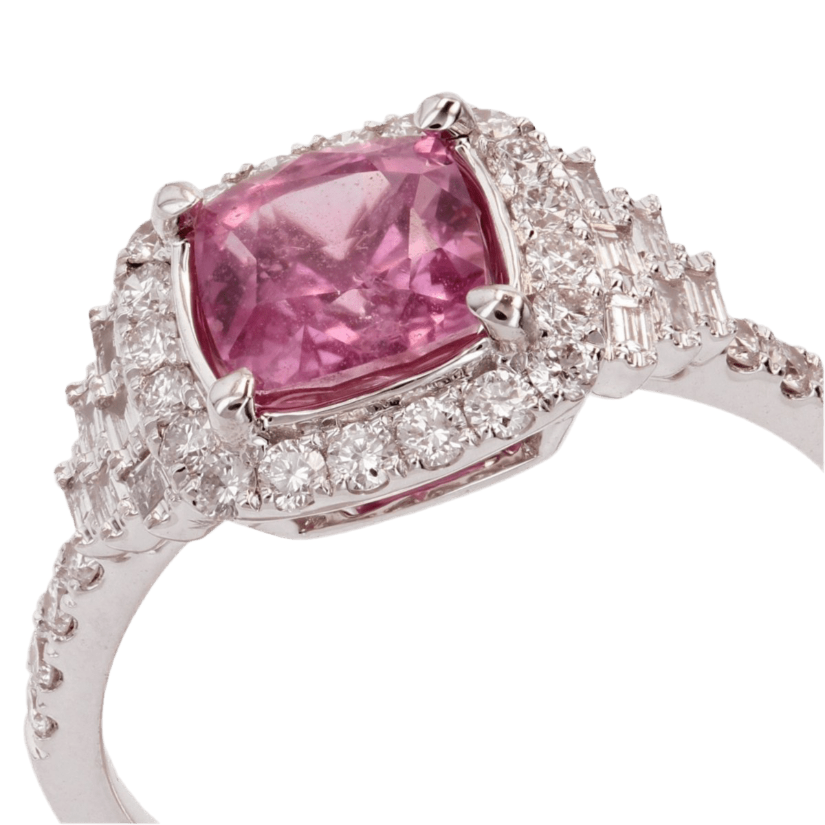 Bague Entourage en or blanc, saphir et diamants - Castafiore