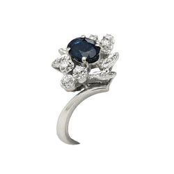 Bague Entourage en or blanc, saphir et diamants - Castafiore