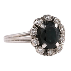 Bague Entourage en or blanc, saphir et diamants - Castafiore