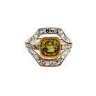 Bague Entourage en or blanc, saphir jaune, et diamant - Castafiore