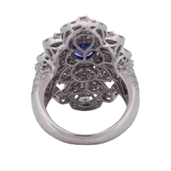 Bague Entourage en or blanc, tanzanite et diamants - Castafiore