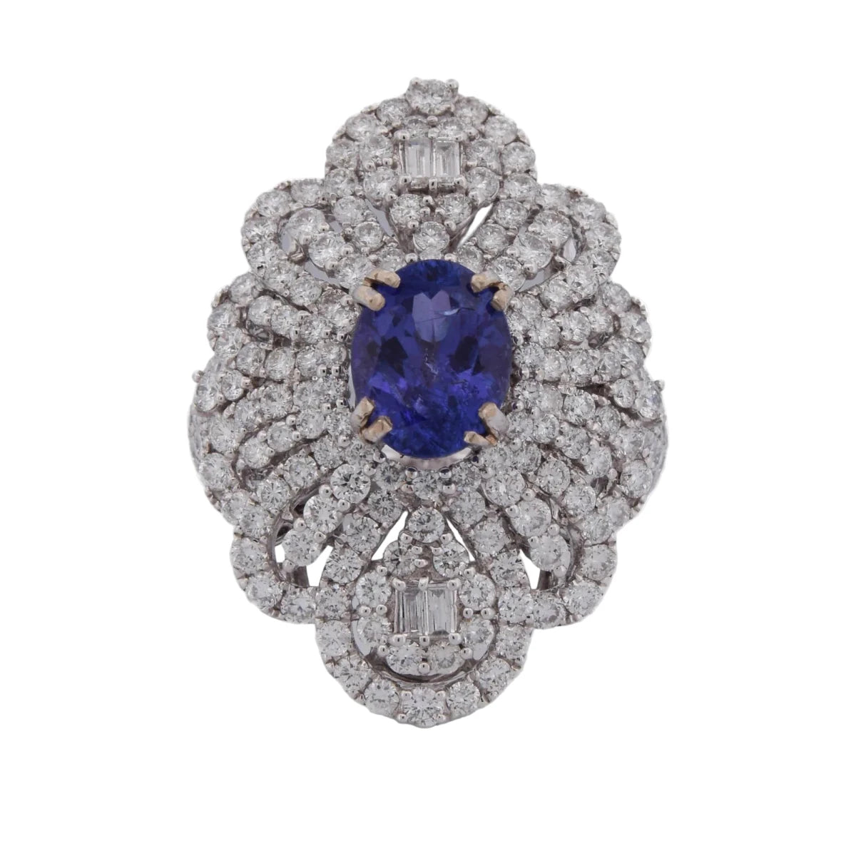 Bague Entourage en or blanc, tanzanite et diamants - Castafiore