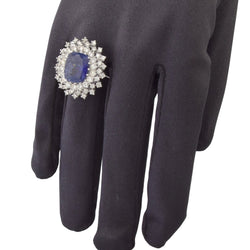 Bague Entourage en or blanc, tanzanite et diamants - Castafiore