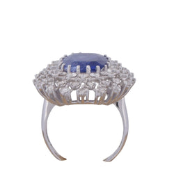 Bague Entourage en or blanc, tanzanite et diamants - Castafiore