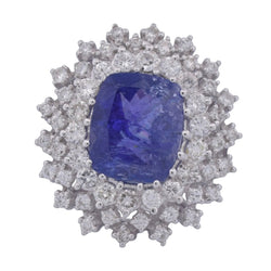 Bague Entourage en or blanc, tanzanite et diamants - Castafiore