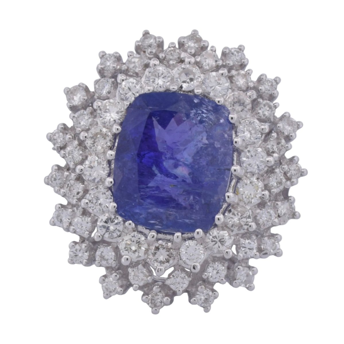 Bague Entourage en or blanc, tanzanite et diamants - Castafiore