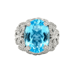 Bague Entourage en or blanc, topaze et diamants - Castafiore