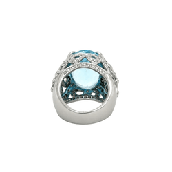 Bague Entourage en or blanc, topaze et diamants - Castafiore