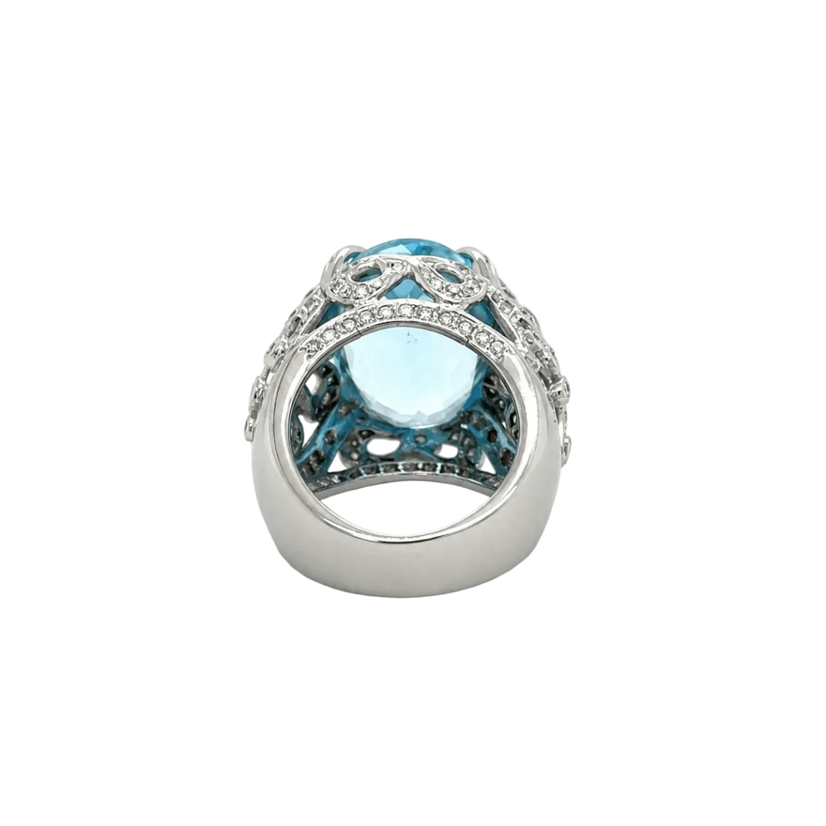 Bague Entourage en or blanc, topaze et diamants - Castafiore